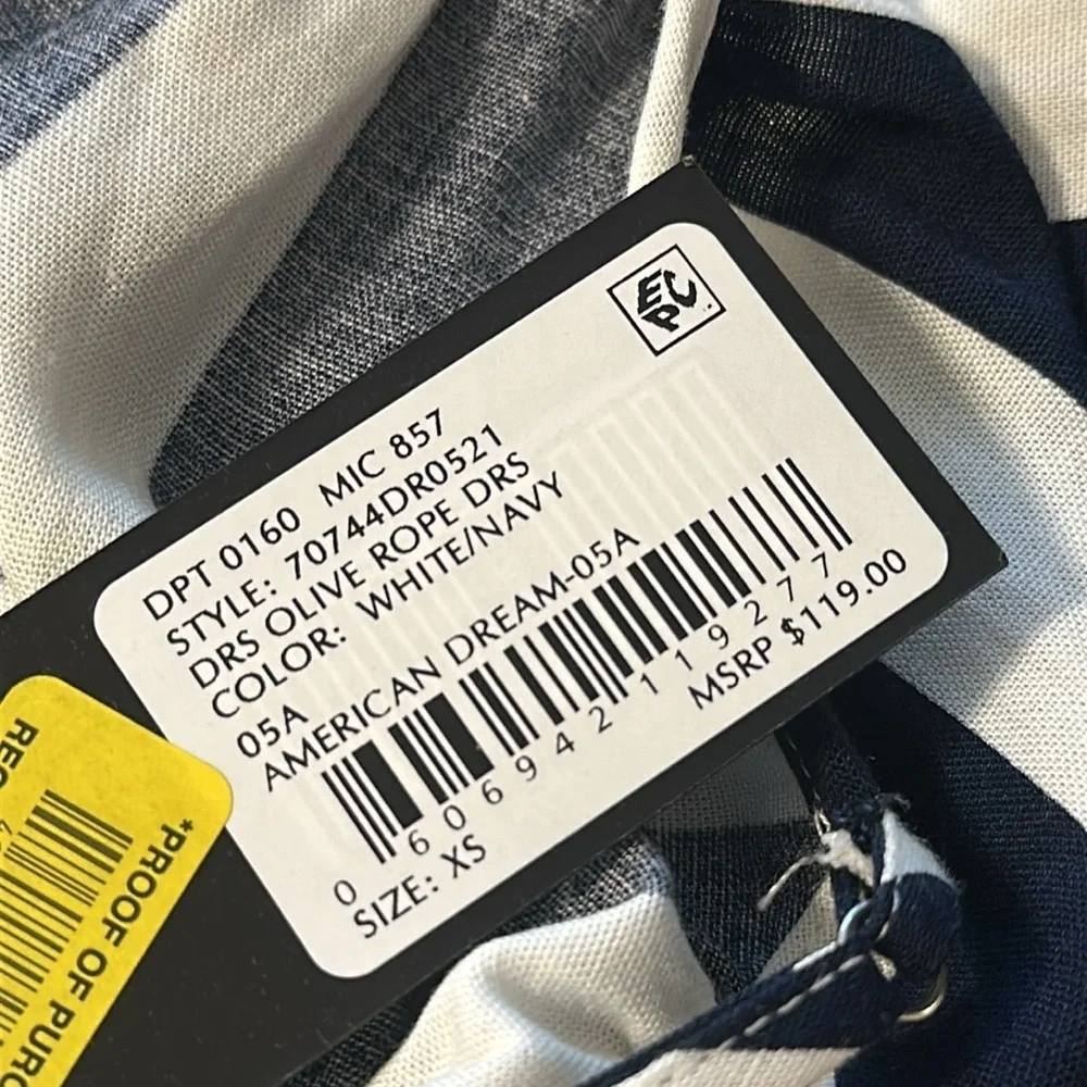 Gianni Bini Women’s Navy & White Striped Sundress Dress Rope Belt Size XS NWT - Picture 9 of 11